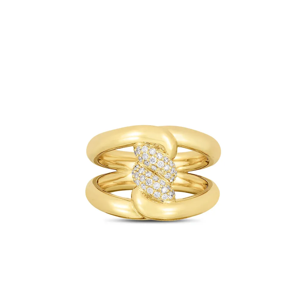 18K Gold Cialoma Diamond Single Knot Ring