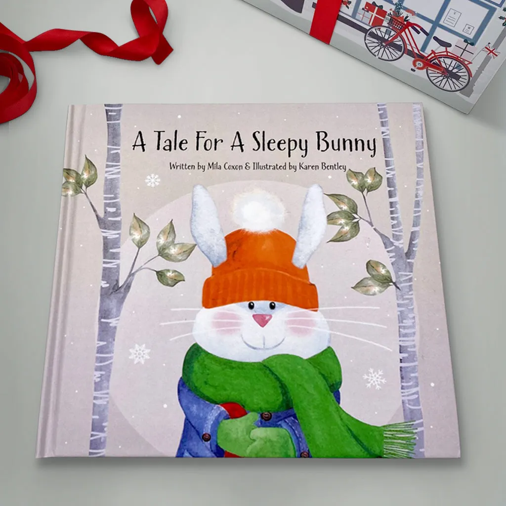 A Tale For A Sleepy Bunny with Personalised Little Grey Bunny Soft Toy