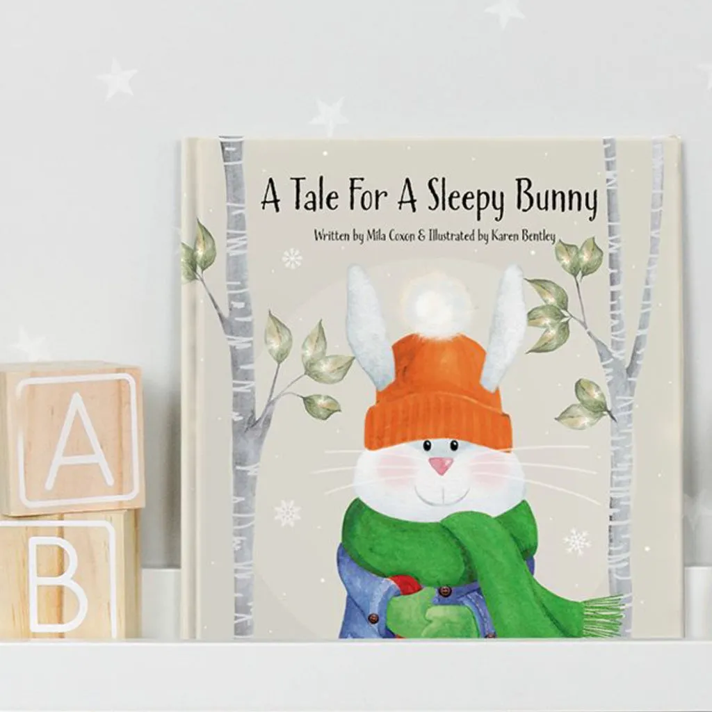 A Tale For A Sleepy Bunny with Personalised Little Grey Bunny Soft Toy