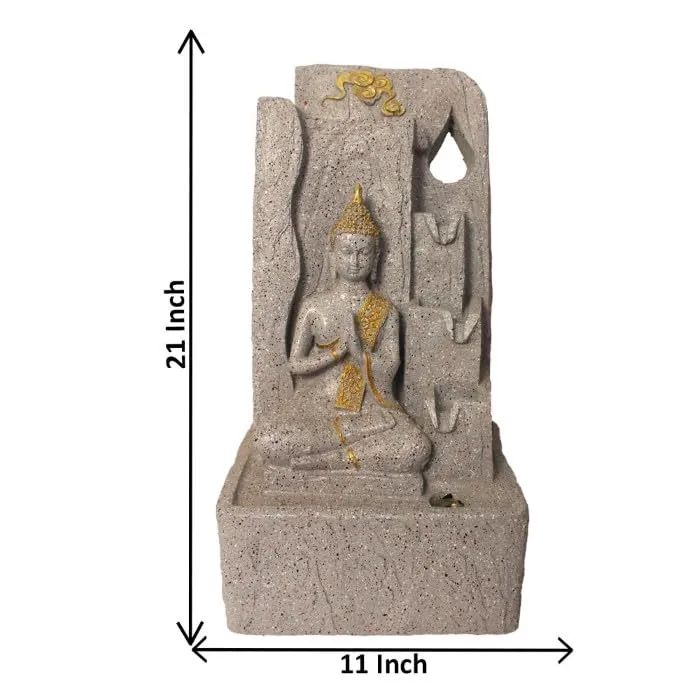 Art N Hub Loard Gautm Buddha Indoor Outdoor Table Top Fengshui Water Fountain Office Decorative Items Best Ornaments for Home Decor (28 x 20 x 54 CM | Dotted Grey & Golden)