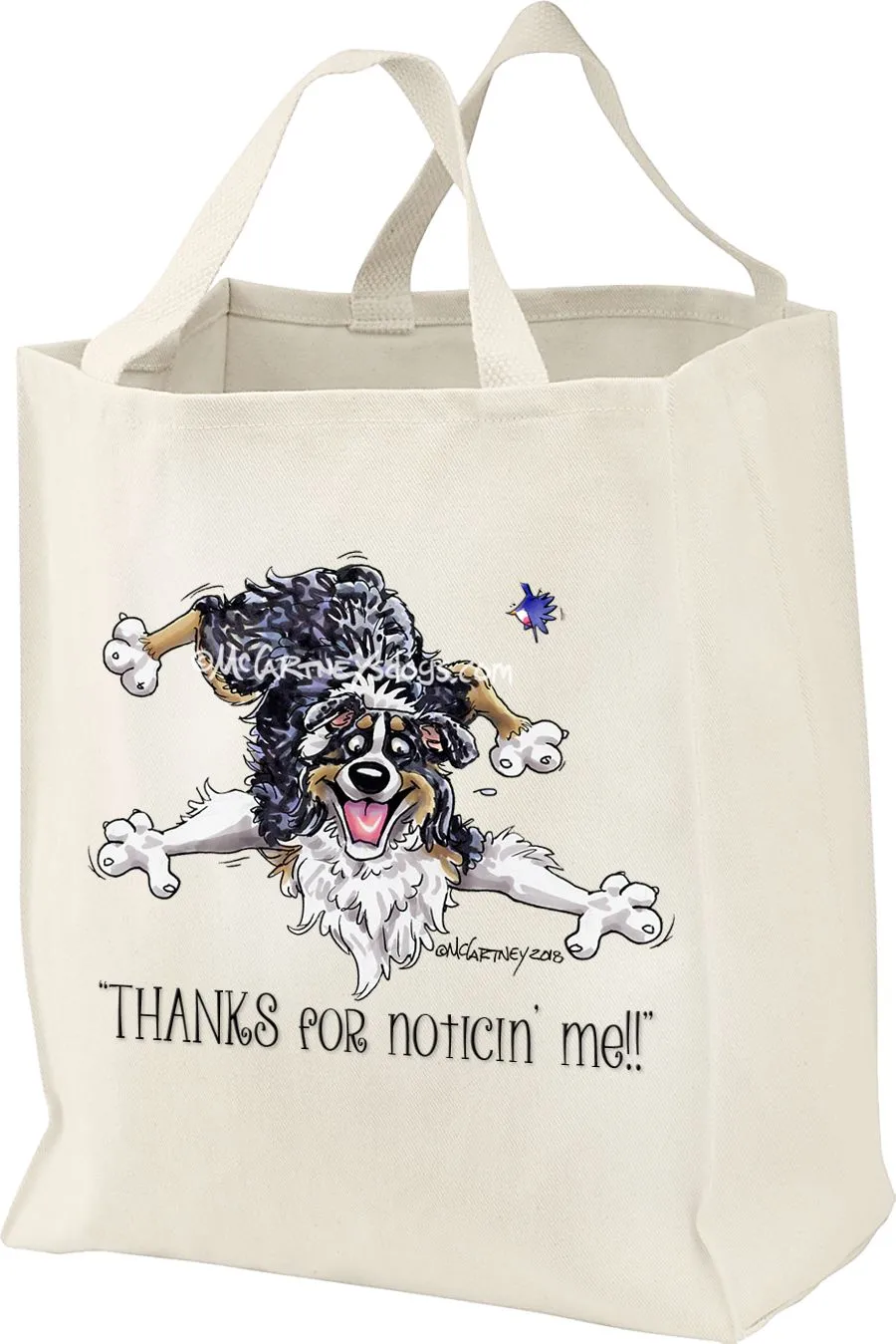 Australian Shepherd  Black Tri - Noticing Me - Mike's Faves - Tote Bag