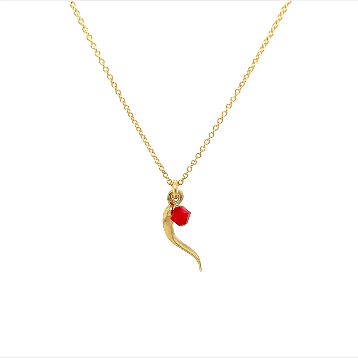 bara boheme | "ITALIAN HORN   CRYSTAL" Charm on Gold-Filled Chain Necklace