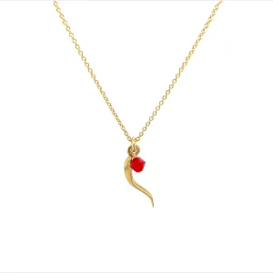 bara boheme | "ITALIAN HORN   CRYSTAL" Charm on Gold-Filled Chain Necklace