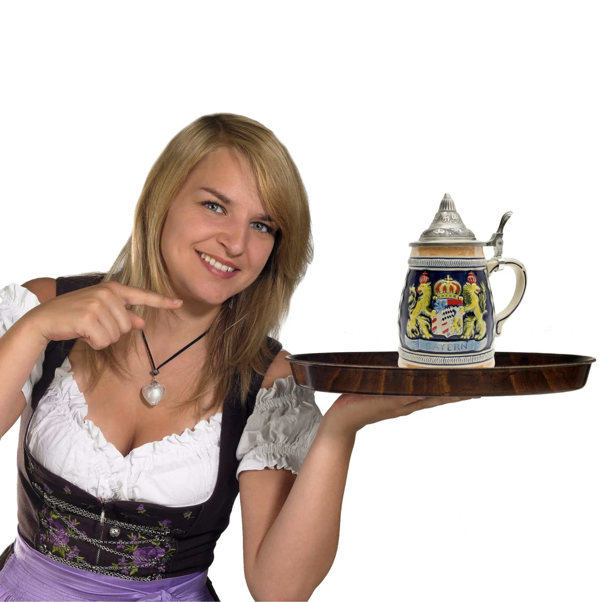 Bayern Coat of Arms Engraved German Beer Stein with Engraved Metal Lid