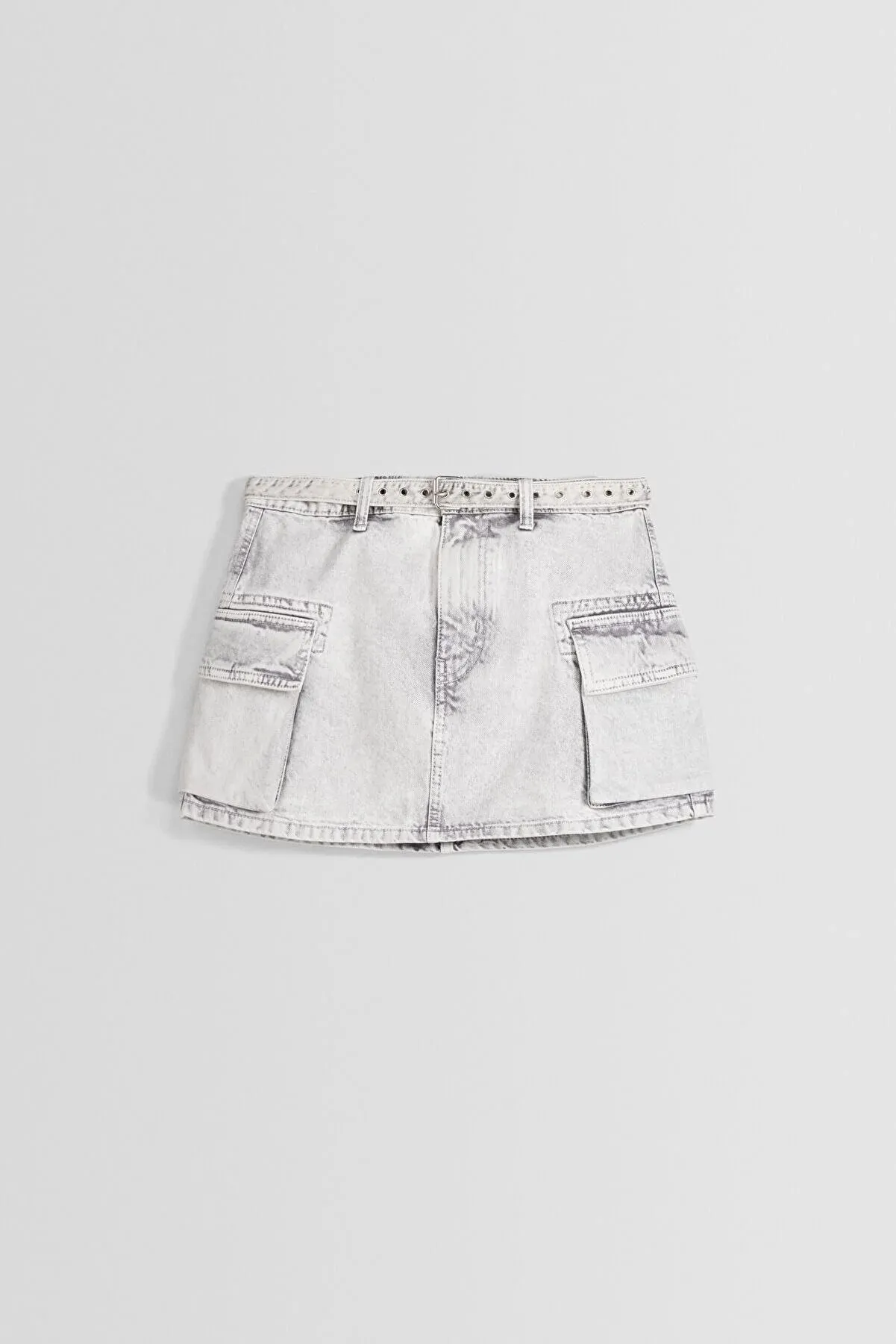 Bershka Belted twill cargo mini skirt