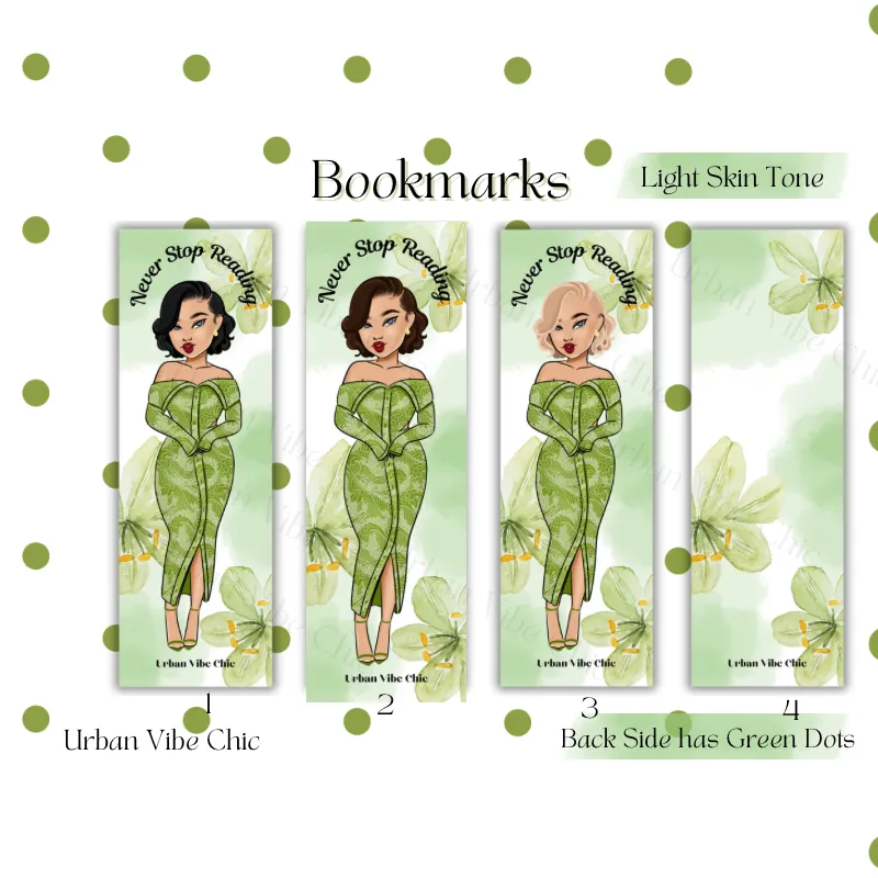 Black Girl Bookmarks - Green Never Stop Reading