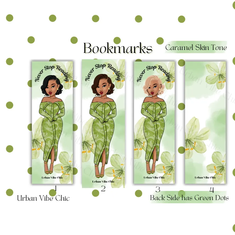 Black Girl Bookmarks - Green Never Stop Reading