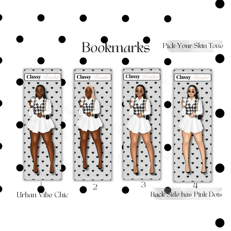 Black Girl Bookmarks -Pairs Black & White