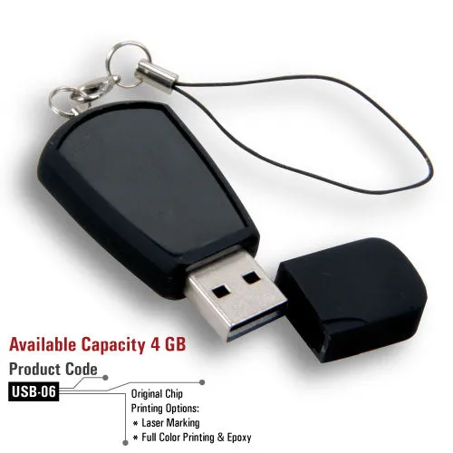 Black Rubberized USBs with Ring