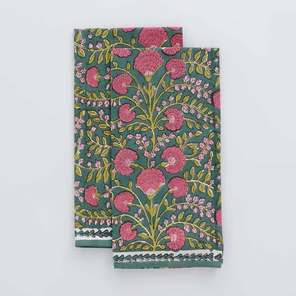 Cactus Flower Jade Tea Towels