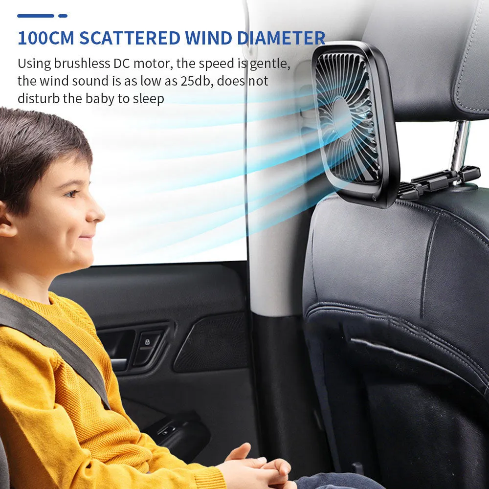 Car Rear Seat Fan Foldable Silent Rechargeable Air Conditioner Electric Back Seat Mini USB Cooler Portable Air Cooling Fan Select Supplier