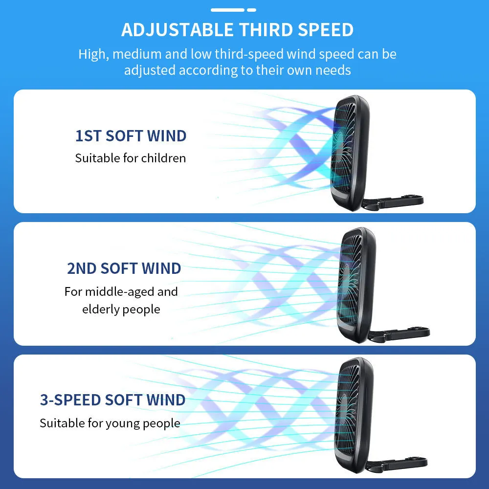 Car Rear Seat Fan Foldable Silent Rechargeable Air Conditioner Electric Back Seat Mini USB Cooler Portable Air Cooling Fan Select Supplier