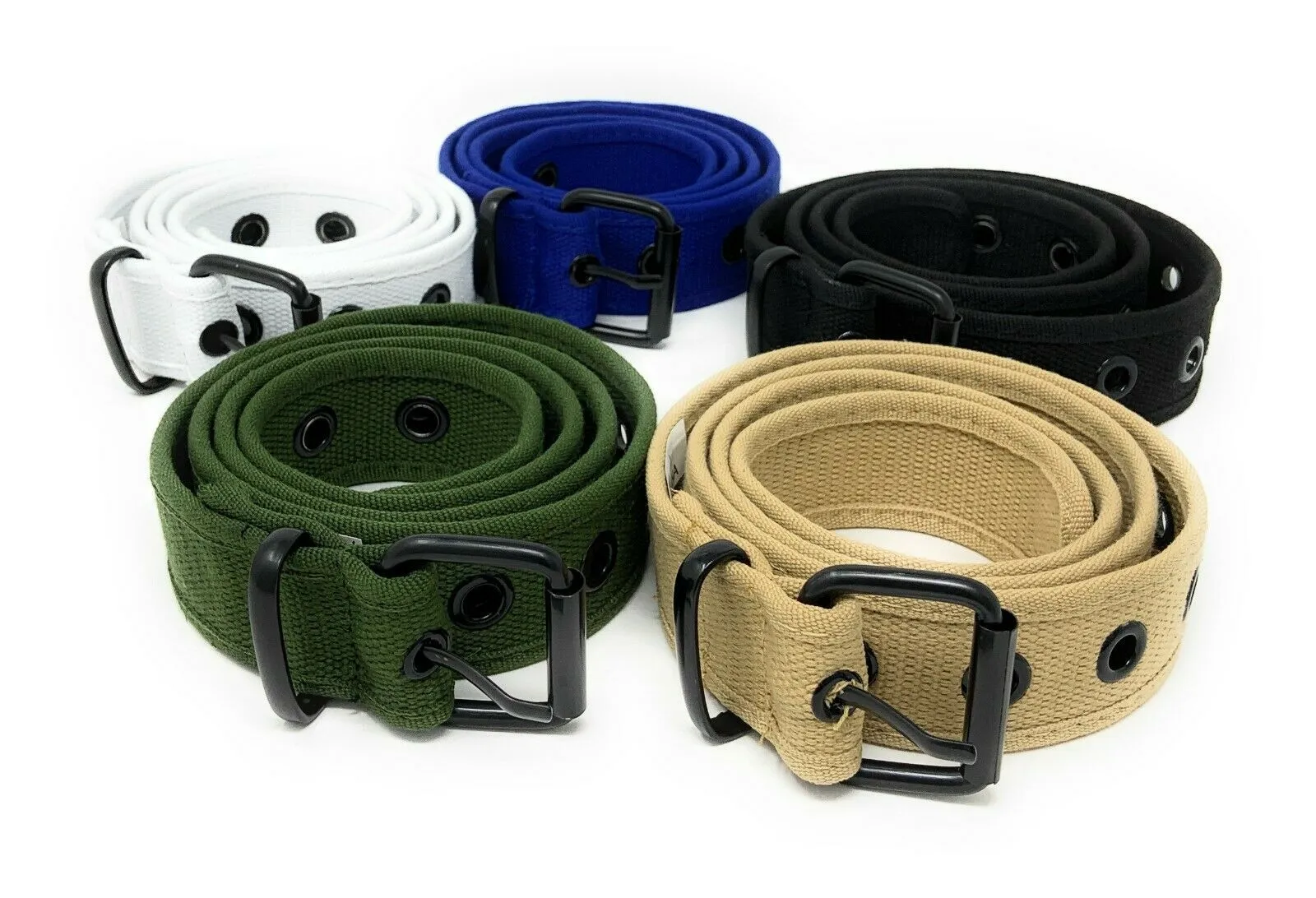 Casaba Canvas Belts Stylish 1 Hole Grommet Fabric Military Mens Women Unisex