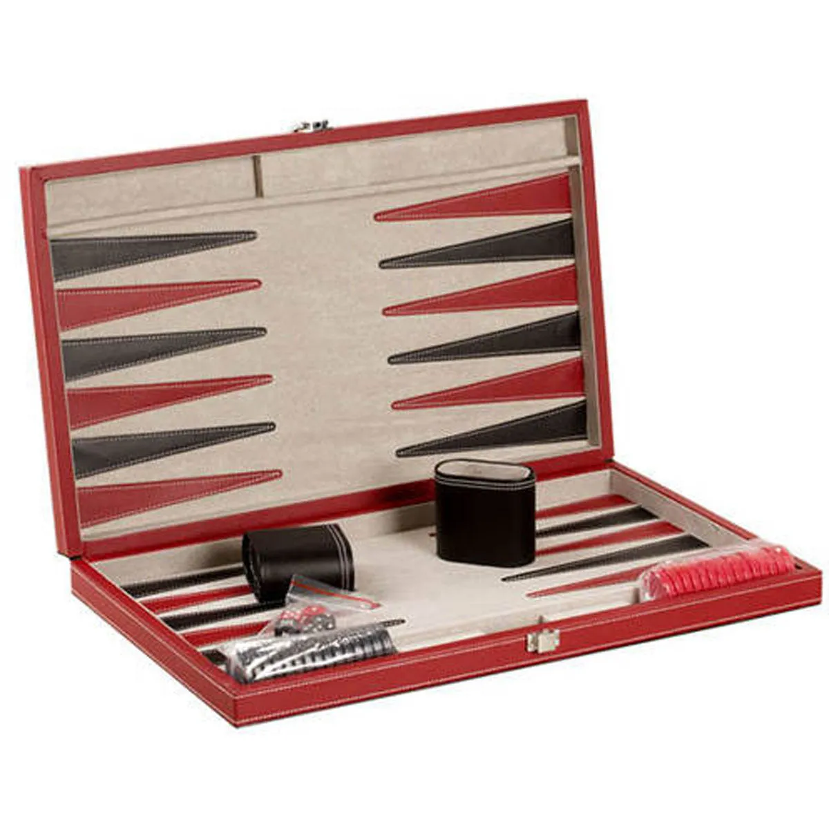 CHH Games 18" Red Leatherette Backgammon Set