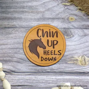 Chin Up, Heels Down - Leather Coaster