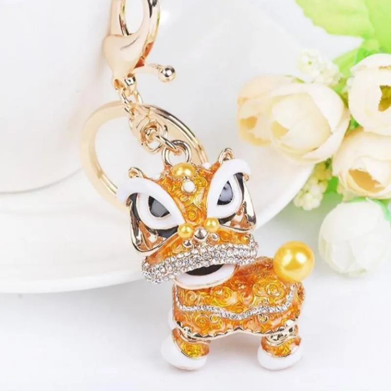 Chinese Cute Lion Dance Alloy Keychain Hanging Decorations