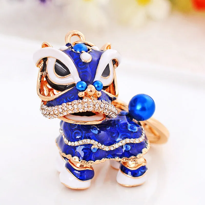 Chinese Cute Lion Dance Alloy Keychain Hanging Decorations