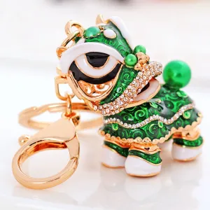 Chinese Cute Lion Dance Alloy Keychain Hanging Decorations