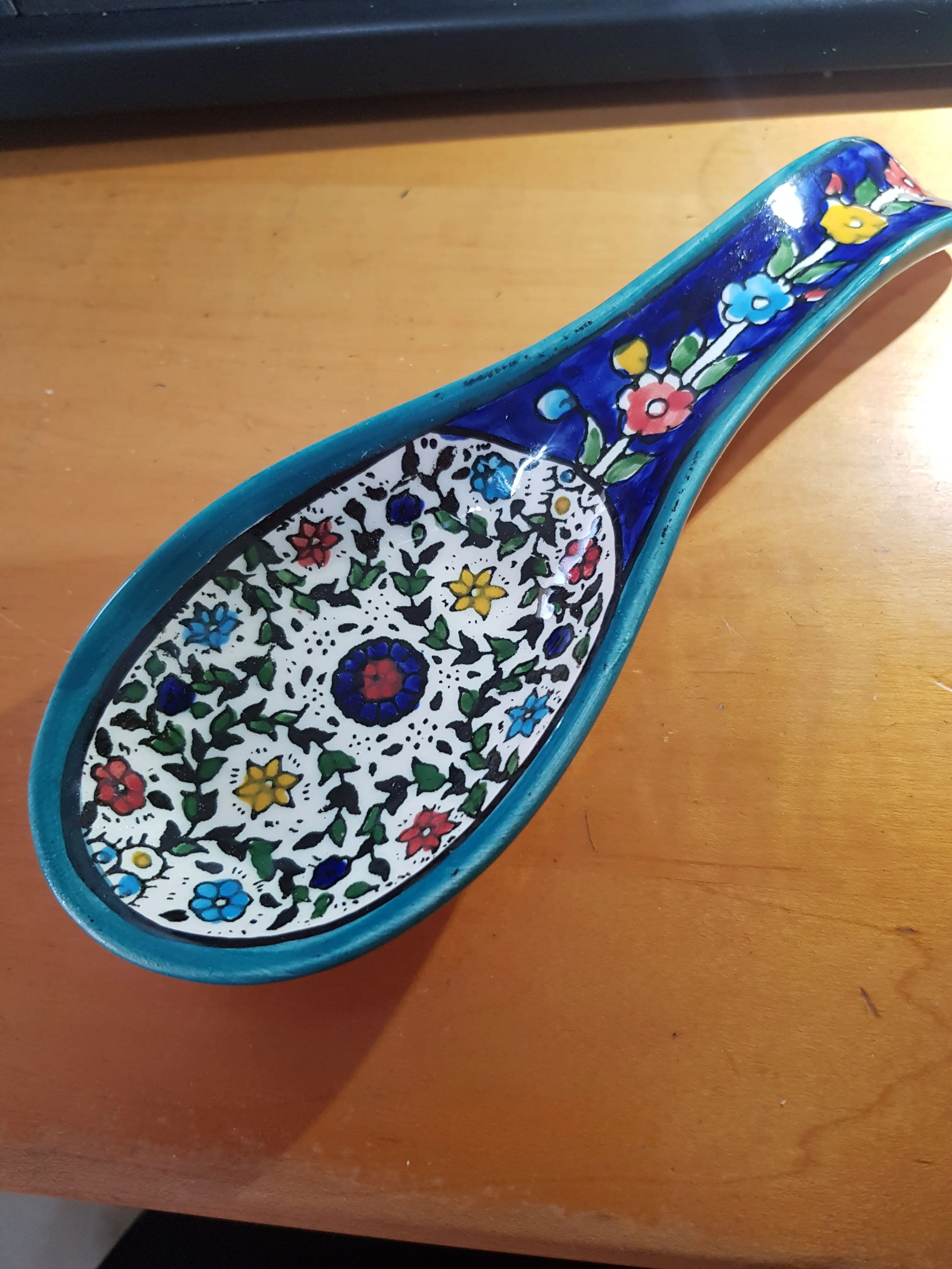 Christmas Gifts, Hanukkah Gifts. Spoon rest Armenian ceramic serving or wall decoration.