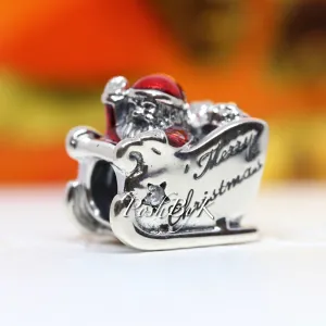 Christmas Sleighing Santa Charm 792004CZ