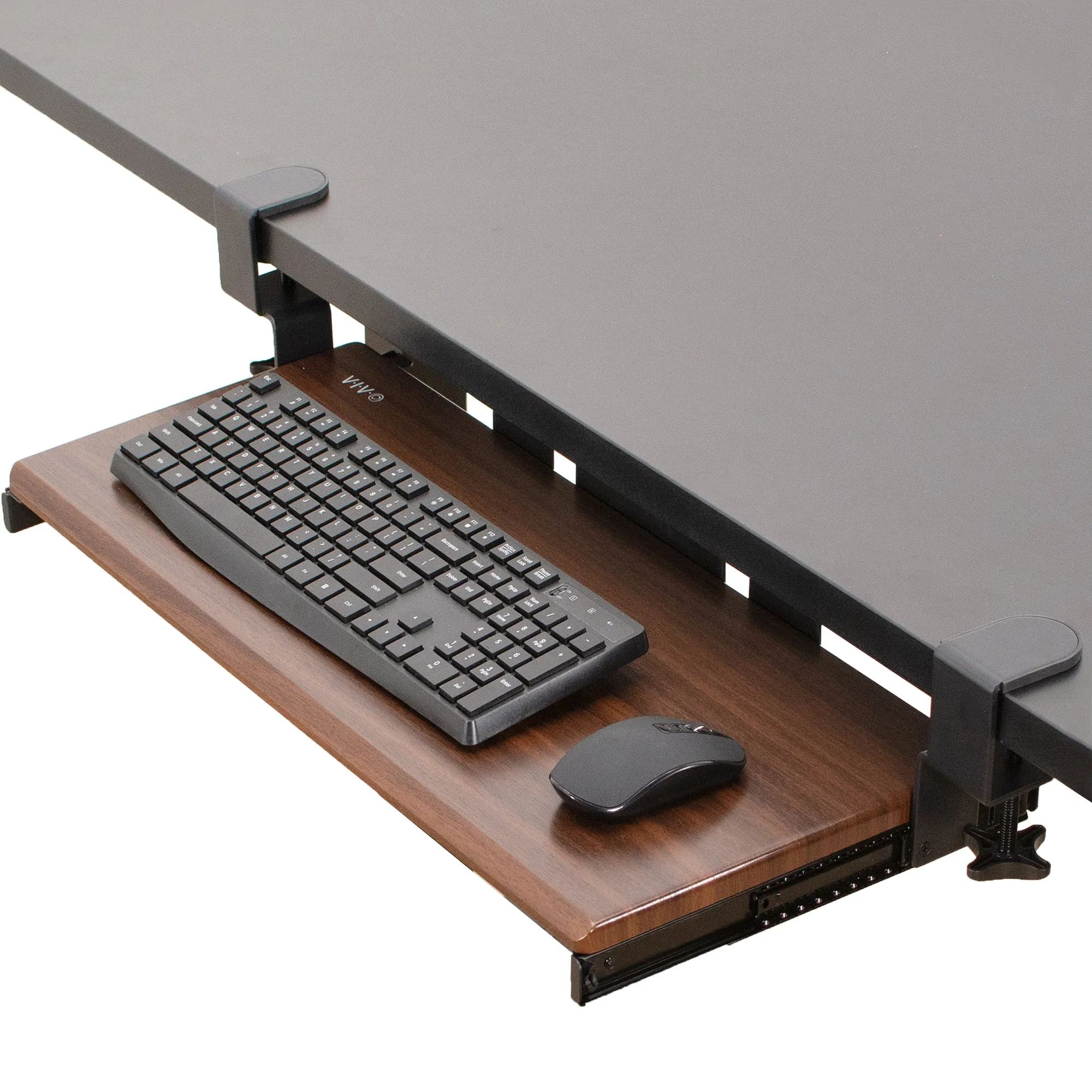 Computer Keyboard and Mouse Under Desk Mount Slider Tray