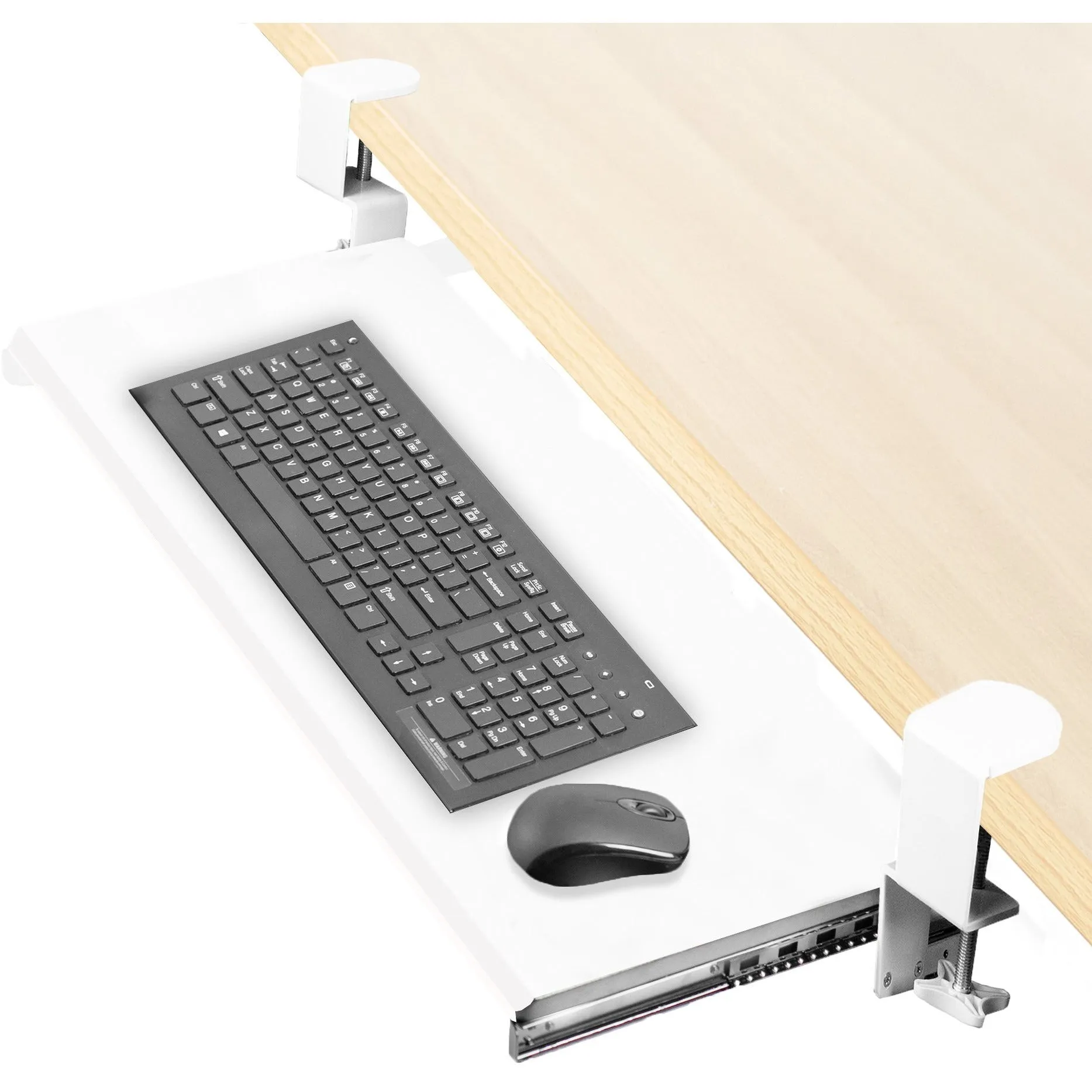 Computer Keyboard and Mouse Under Desk Mount Slider Tray