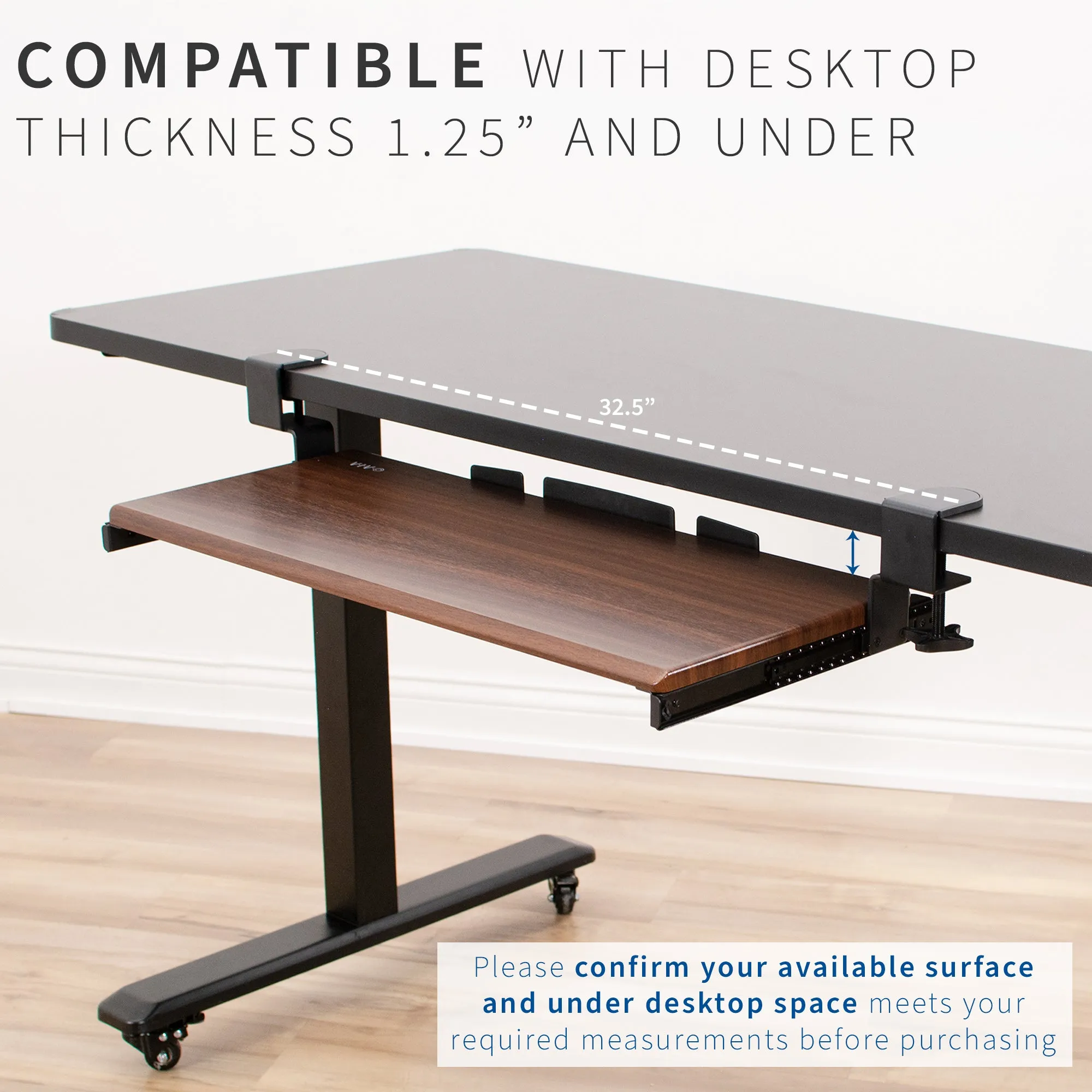 Computer Keyboard and Mouse Under Desk Mount Slider Tray