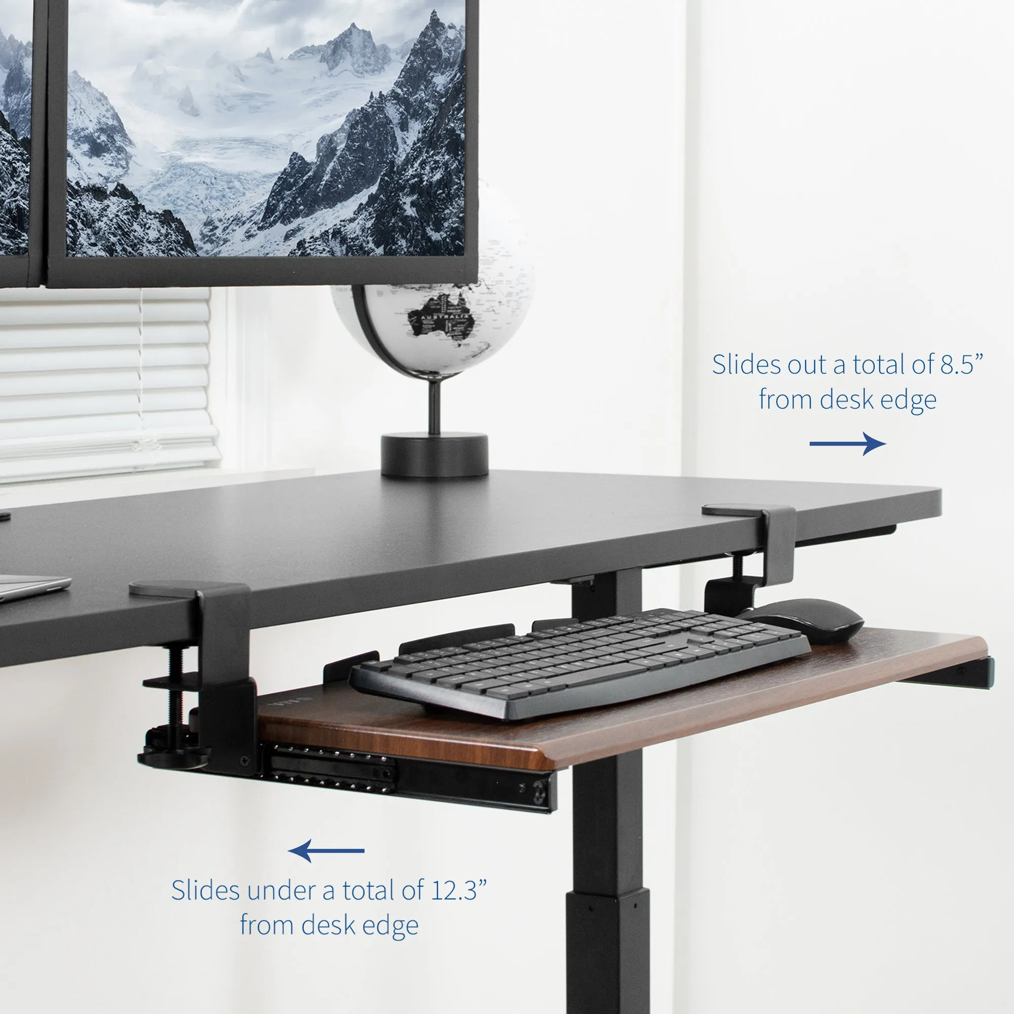 Computer Keyboard and Mouse Under Desk Mount Slider Tray