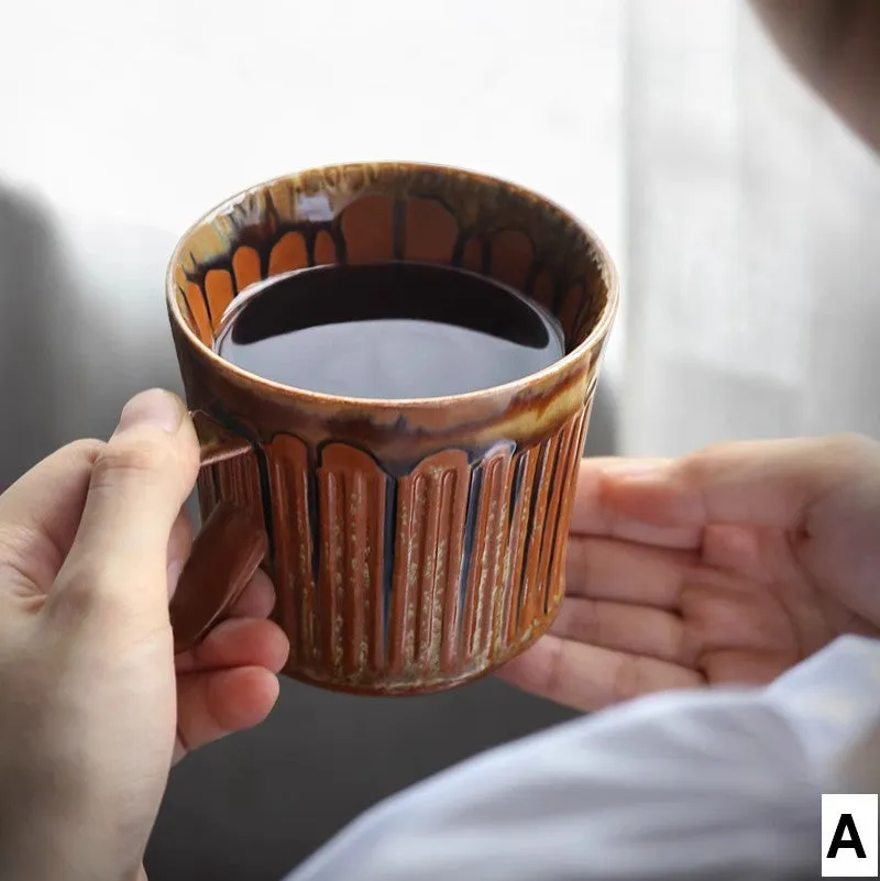 Creative Brown Green Ceramic Coffee Mugs, Unique Coffee Mugs, Large Modern Handmade Pottery Coffee Cup, Large Capacity Coffee Mugs