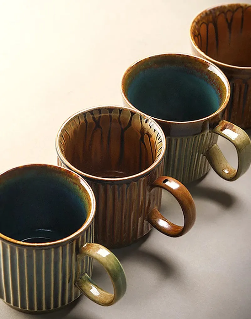 Creative Brown Green Ceramic Coffee Mugs, Unique Coffee Mugs, Large Modern Handmade Pottery Coffee Cup, Large Capacity Coffee Mugs