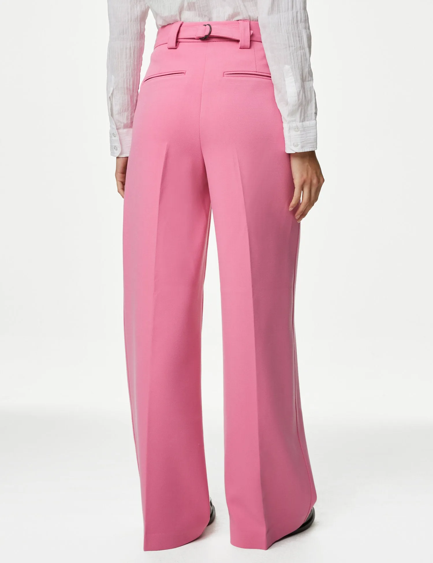 Crepe Tab Detail Wide Leg Trousers