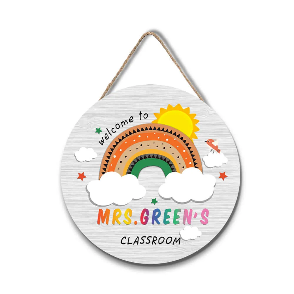 Custom Rainbow Teacher Door Sign, Welcome Gift for Teacher