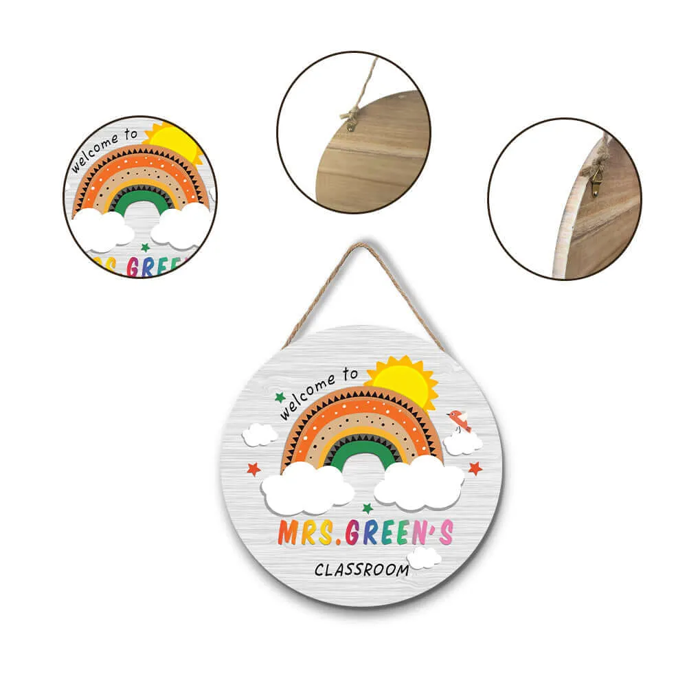 Custom Rainbow Teacher Door Sign, Welcome Gift for Teacher