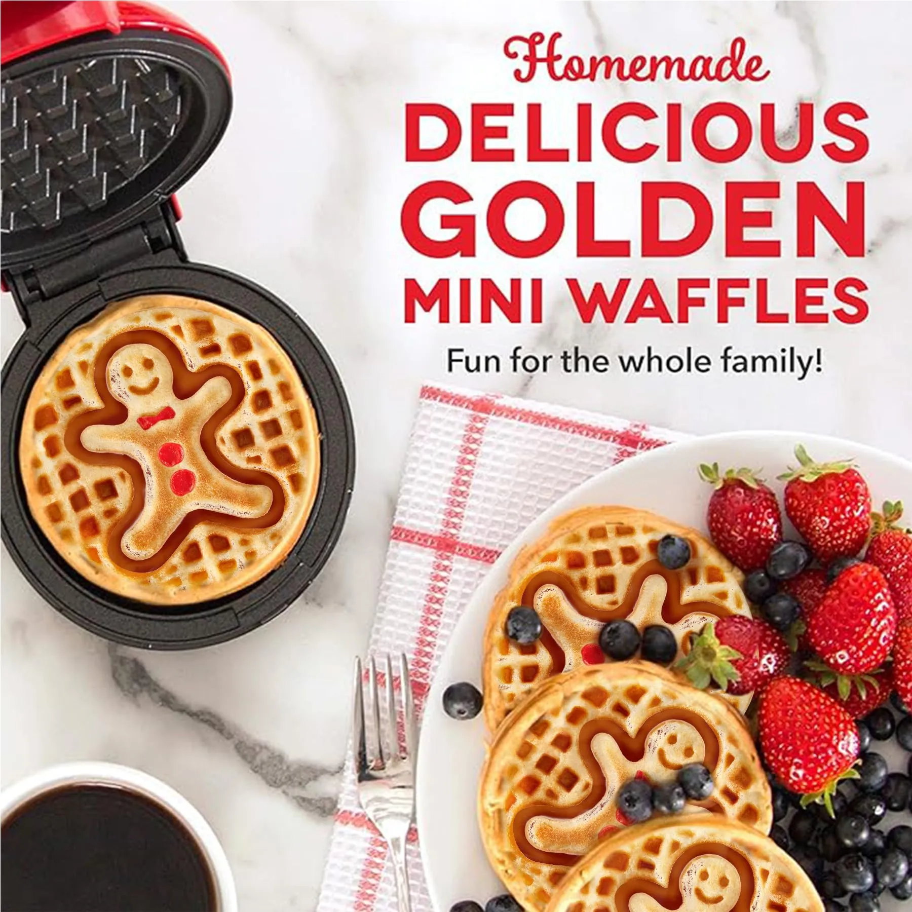 Dash Mini Waffle Maker 4 inch 350 Watts | Stainless Steel Non-Stick Waffle Maker Machine | Perfect House Warming Gifts for new Home and Christmas Gifts (Waffle Maker   Electric Pan (Red))