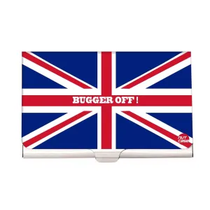 Designer Visiting Card Holder Nutcase - BUGGER OFF ! Union Jack British Flag