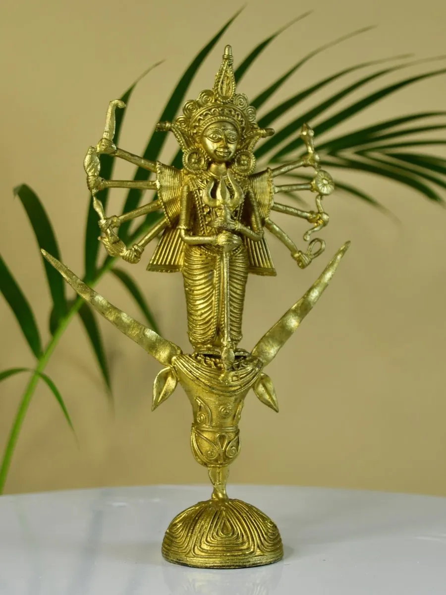 Dhokra Craft - Goddess Durga Mahishasur Mardini Brass Decor