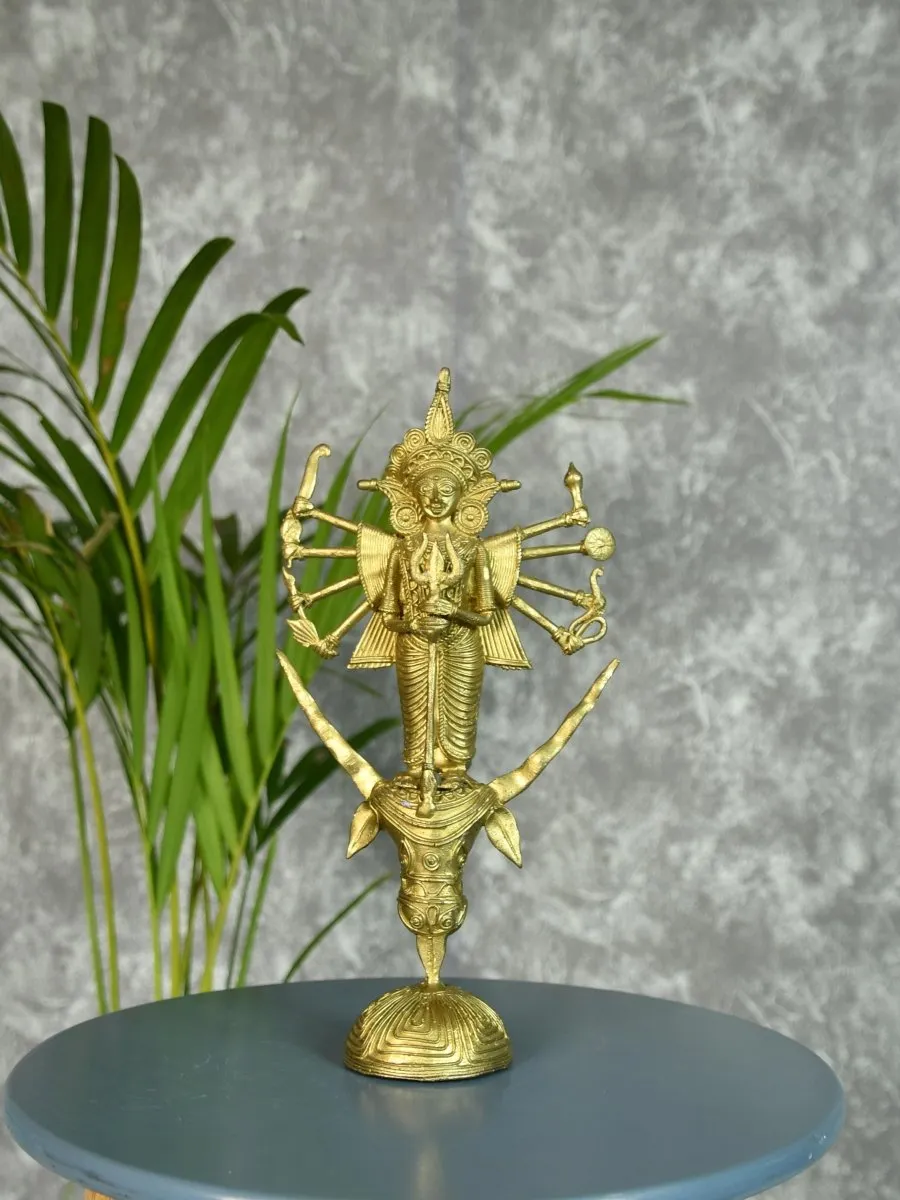 Dhokra Craft - Goddess Durga Mahishasur Mardini Brass Decor