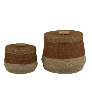 Durban Seagrass Baskets with Lids Set of 2