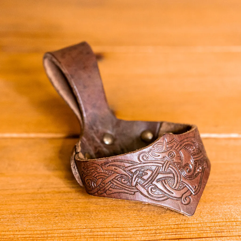 Embossed Brown Leather Holder/Belt loop