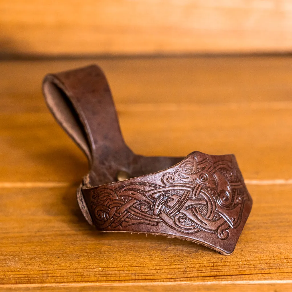 Embossed Brown Leather Holder/Belt loop