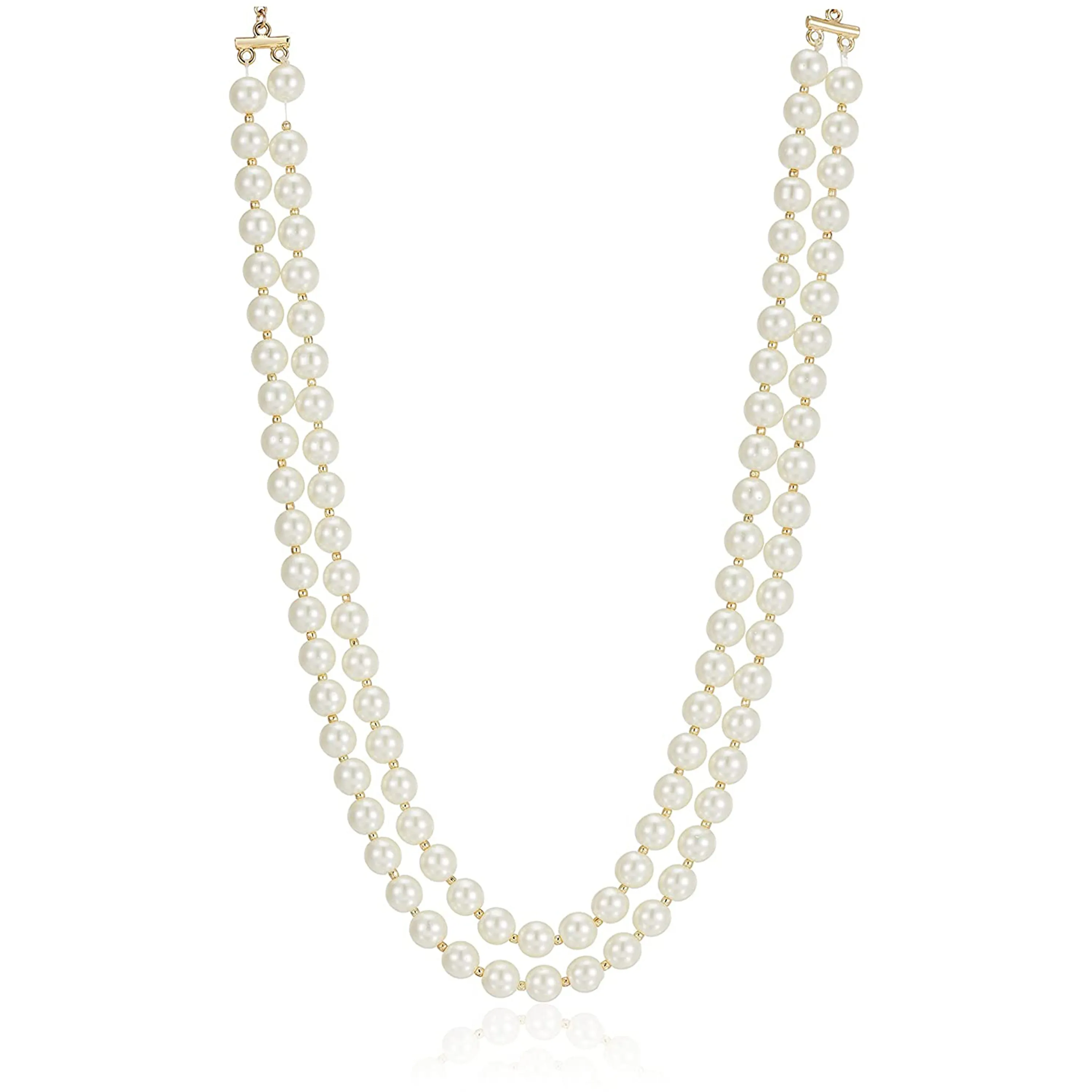 Estele - Fancy White and Gold Pearl Double Line Necklace