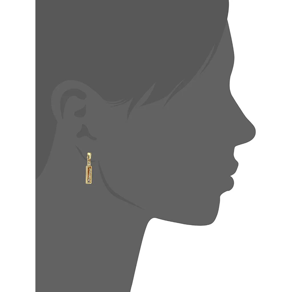 Estele Gold Plated Crystal Pea Pod rectangle Drop Earrings for women