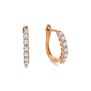 FANCIME Classic Diamond Hinged 14K Rose Gold Hoop Earrings