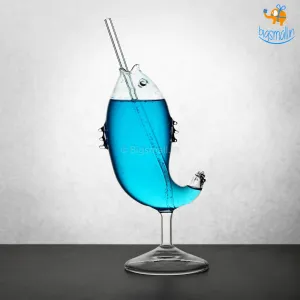 Fish Cocktail Glass with Straw