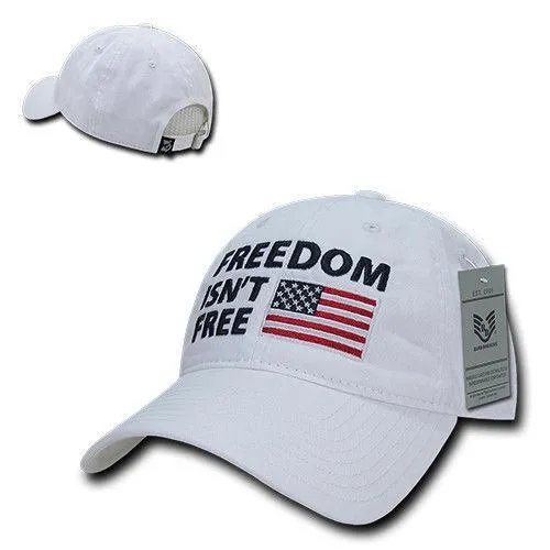 Freedom Isn't Free USA American Flag Washed Cotton Polo Baseball Dad Caps Hats