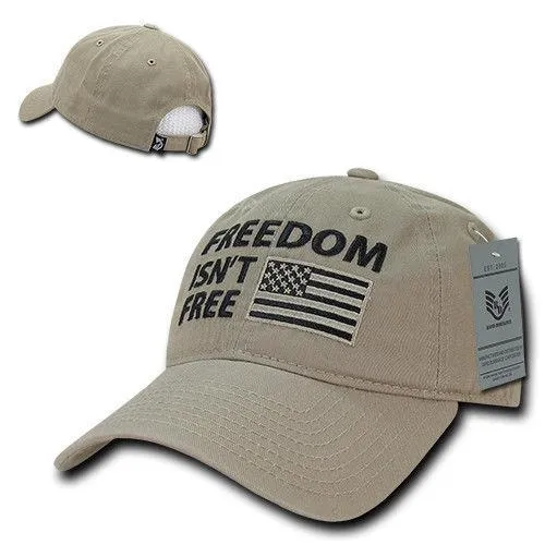 Freedom Isn't Free USA American Flag Washed Cotton Polo Baseball Dad Caps Hats