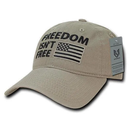 Freedom Isn't Free USA American Flag Washed Cotton Polo Baseball Dad Caps Hats