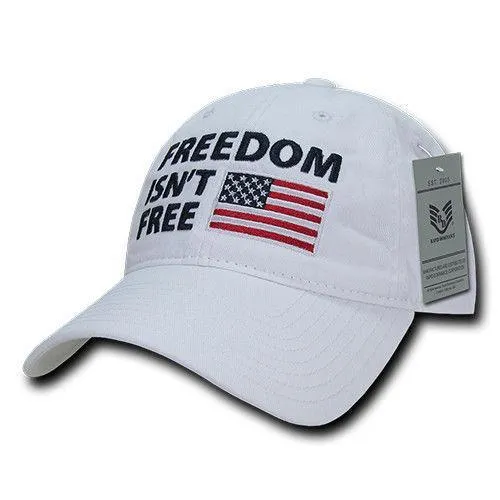 Freedom Isn't Free USA American Flag Washed Cotton Polo Baseball Dad Caps Hats