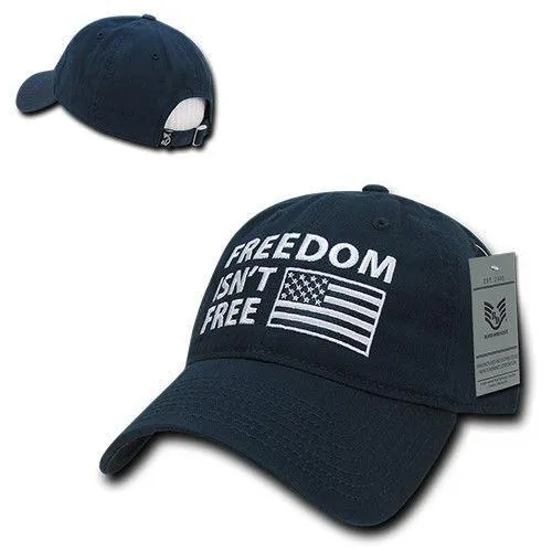 Freedom Isn't Free USA American Flag Washed Cotton Polo Baseball Dad Caps Hats