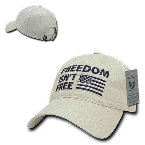 Freedom Isn't Free USA American Flag Washed Cotton Polo Baseball Dad Caps Hats